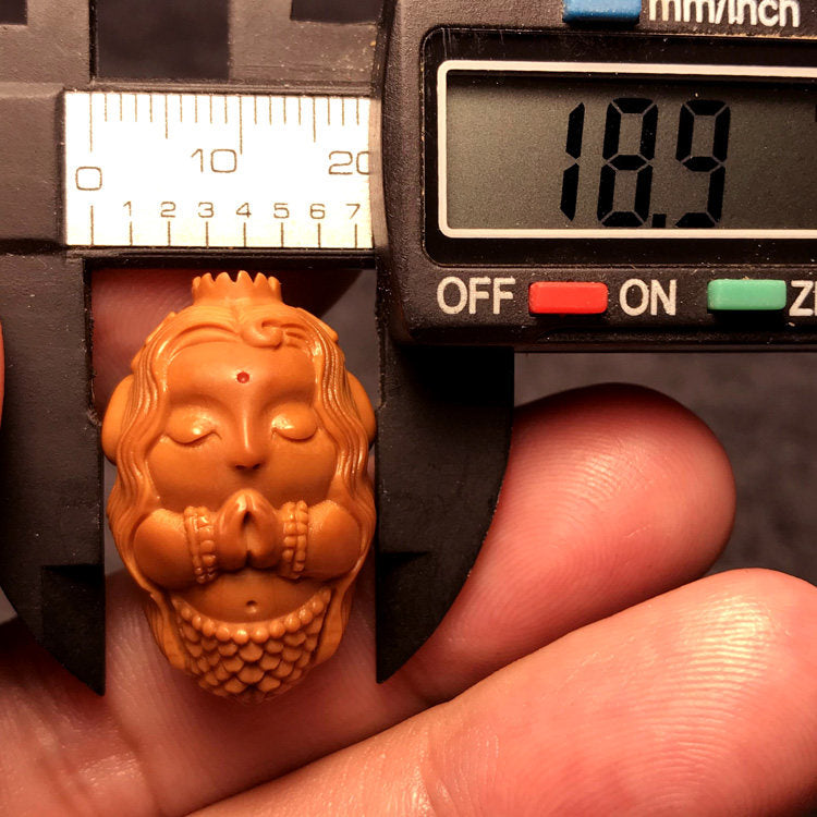 Hand-Carved Mini Mermaid Nut Sculpture – 18.9mm Micro Carving, Artisan Detail
