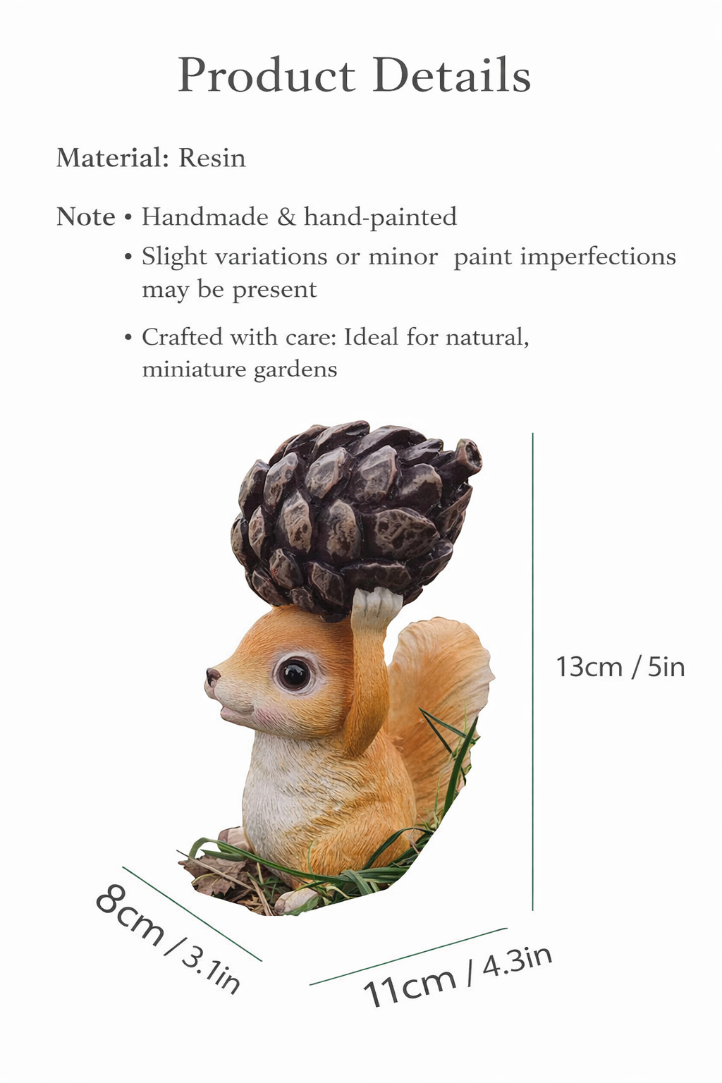 🐿️ Acorn Carrier Squirrel Figurine Miniature Garden & Terrarium Decor