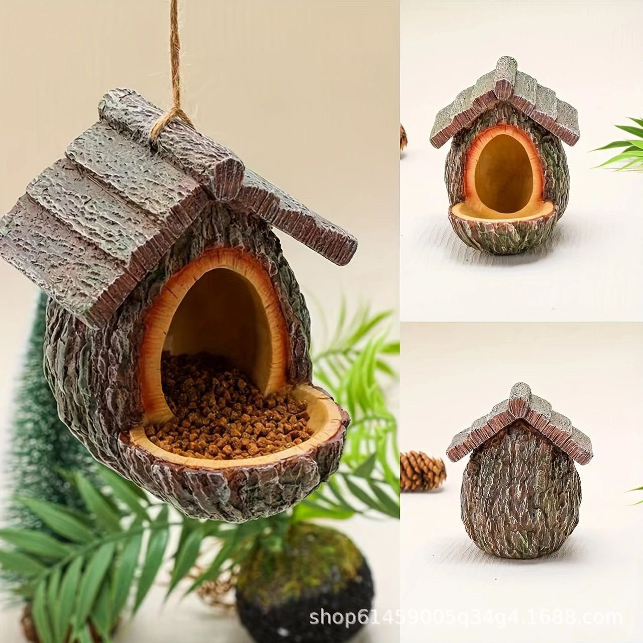 🐦 Decorative Bird Nest Feeder  Garden Accent for Light Feeding & Natural Display