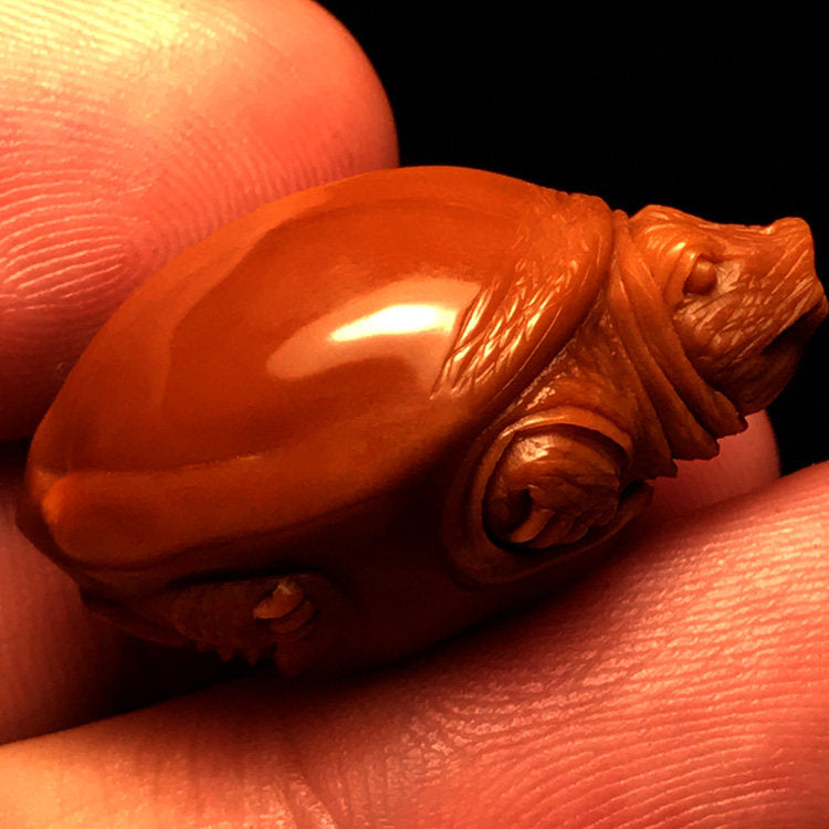 Hand-Carved Turtle Nut Sculpture – Miniature Micro Carving