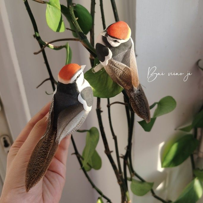 Handcrafted Mini Bird Clip Ornament | Artist-Made Collectible Nature Decor