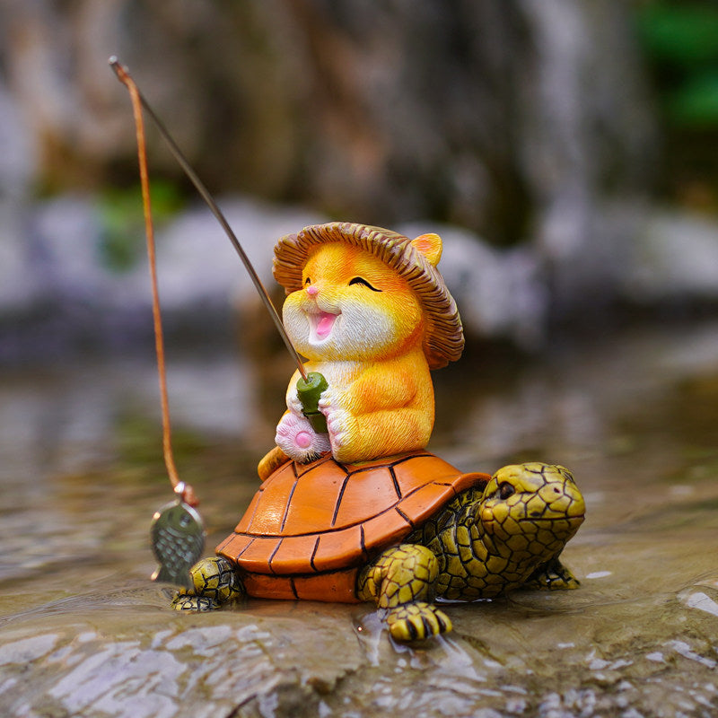 Mini Turtle on Rock Figurine – Resin Micro Landscape Decor for Desk, Shelf & Plant Displays