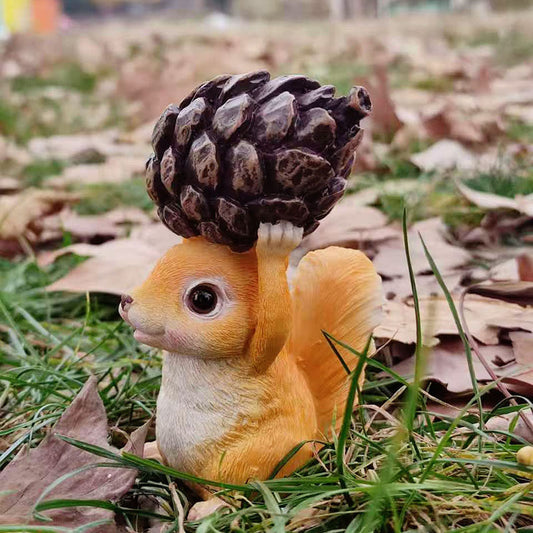 🐿️ Acorn Carrier Squirrel Figurine  Miniature Garden & Terrarium Decor