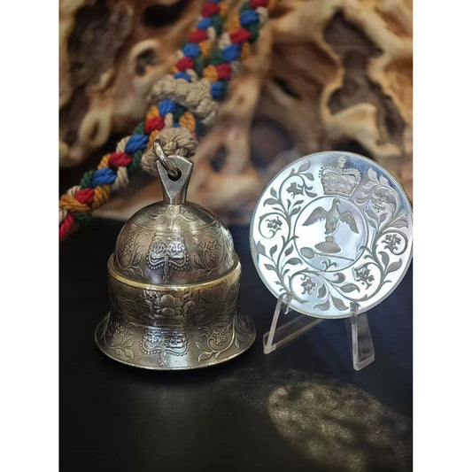 Vintage British One Crown Bell 🔔 | Handcrafted Brass Blessing Keychain & Hanging Charm