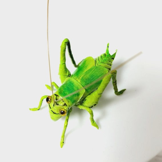 Handwoven Palm Leaf Cricket (Katydid) – Traditional Folk Insect Art, Nature-Inspired Handmade Decor