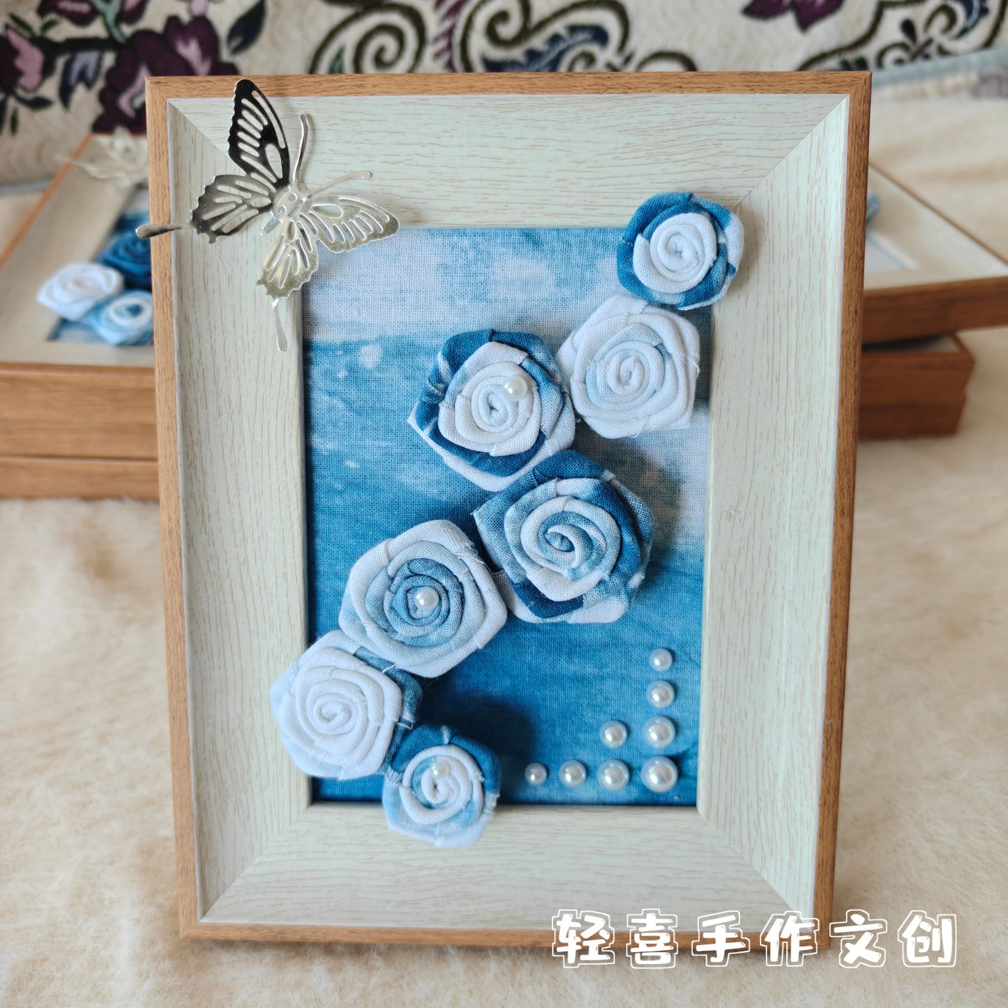 💙 Indigo Tie-Dye Floral Frame Series