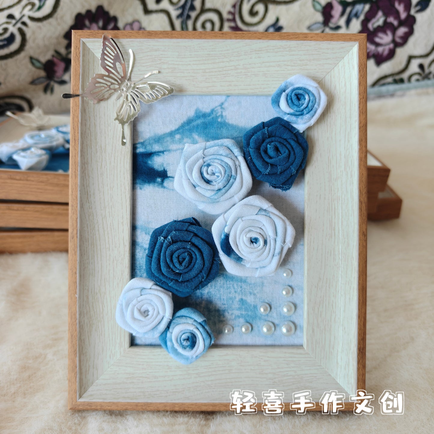 💙 Indigo Tie-Dye Floral Frame Series