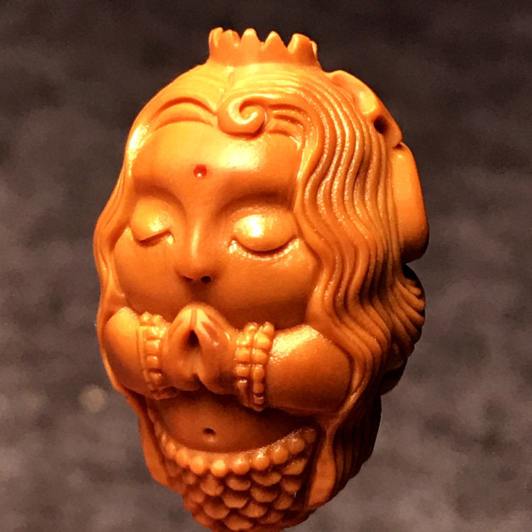 Hand-Carved Mini Mermaid Nut Sculpture – 18.9mm Micro Carving, Artisan Detail