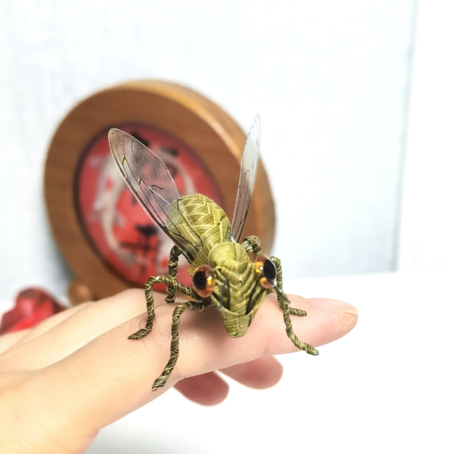 Handwoven Straw Honey Bee Traditional Chinese Palm Leaf Folk Craft