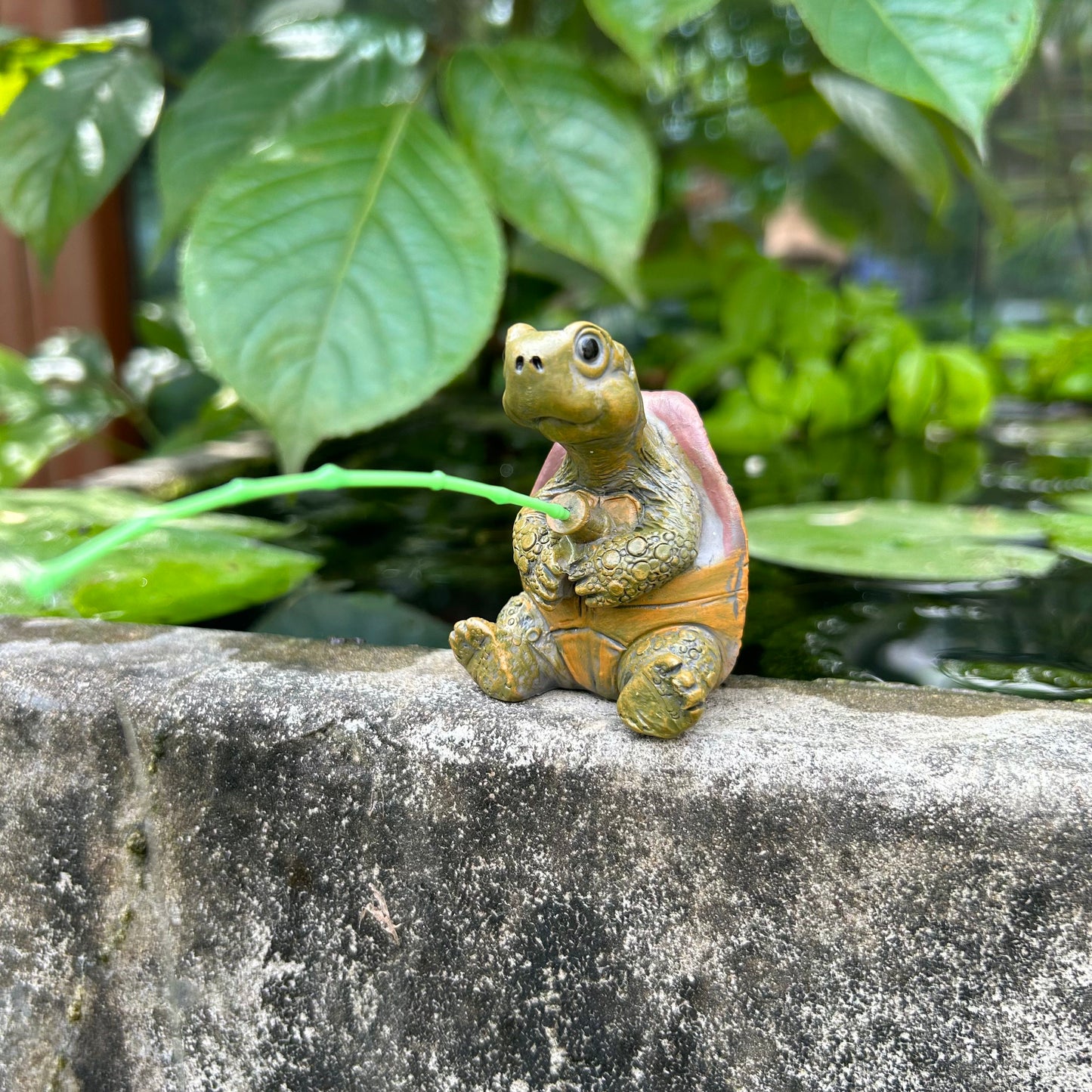Mini Fishing Turtle – Terrarium & Fairy Garden Figurine 🐢🎣 | Free Shipping