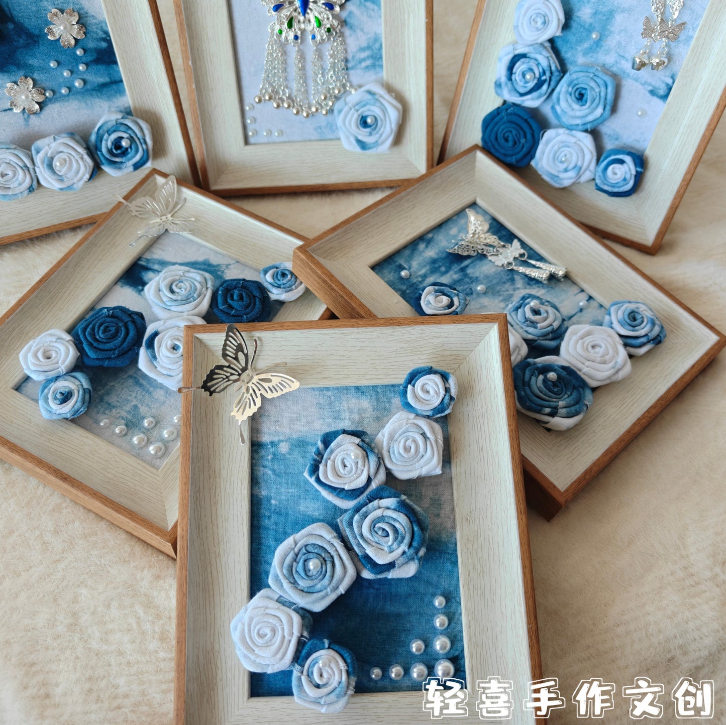 💙 Indigo Tie-Dye Floral Frame Series