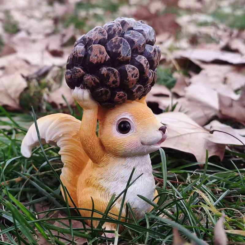 🐿️ Acorn Carrier Squirrel Figurine  Miniature Garden & Terrarium Decor