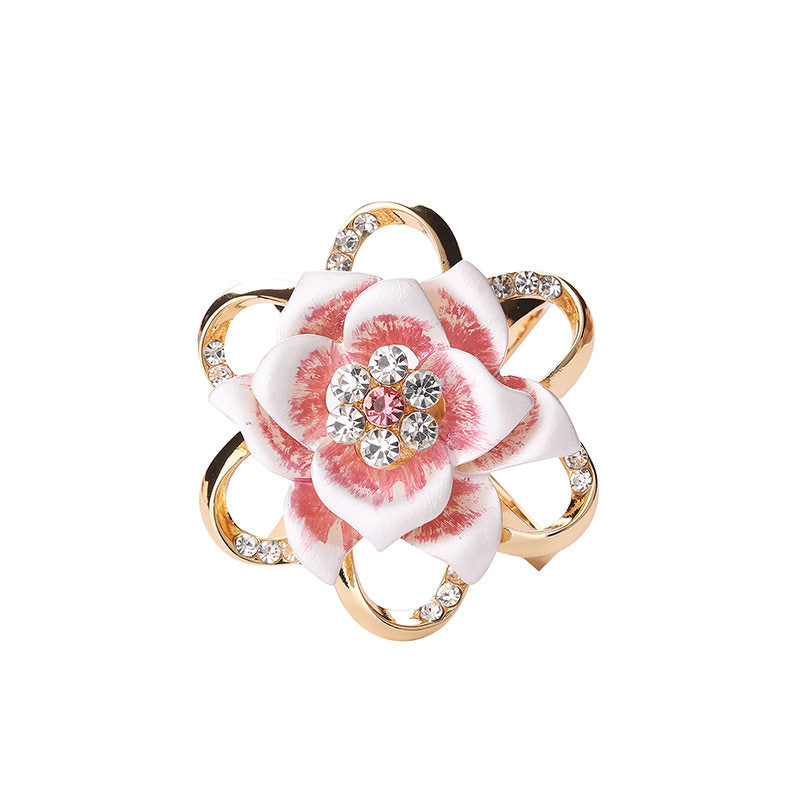 Vintage Floral Rhinestone Brooch / Scarf Clip