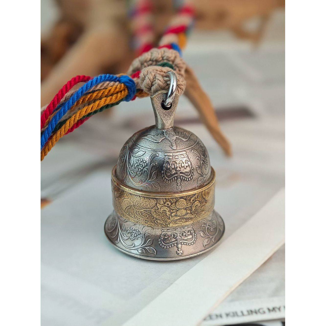 Vintage British One Crown Bell 🔔 | Handcrafted Brass Blessing Keychain & Hanging Charm