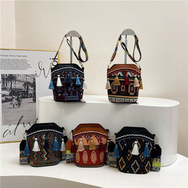 Bohemian Woven Bucket Bag Series