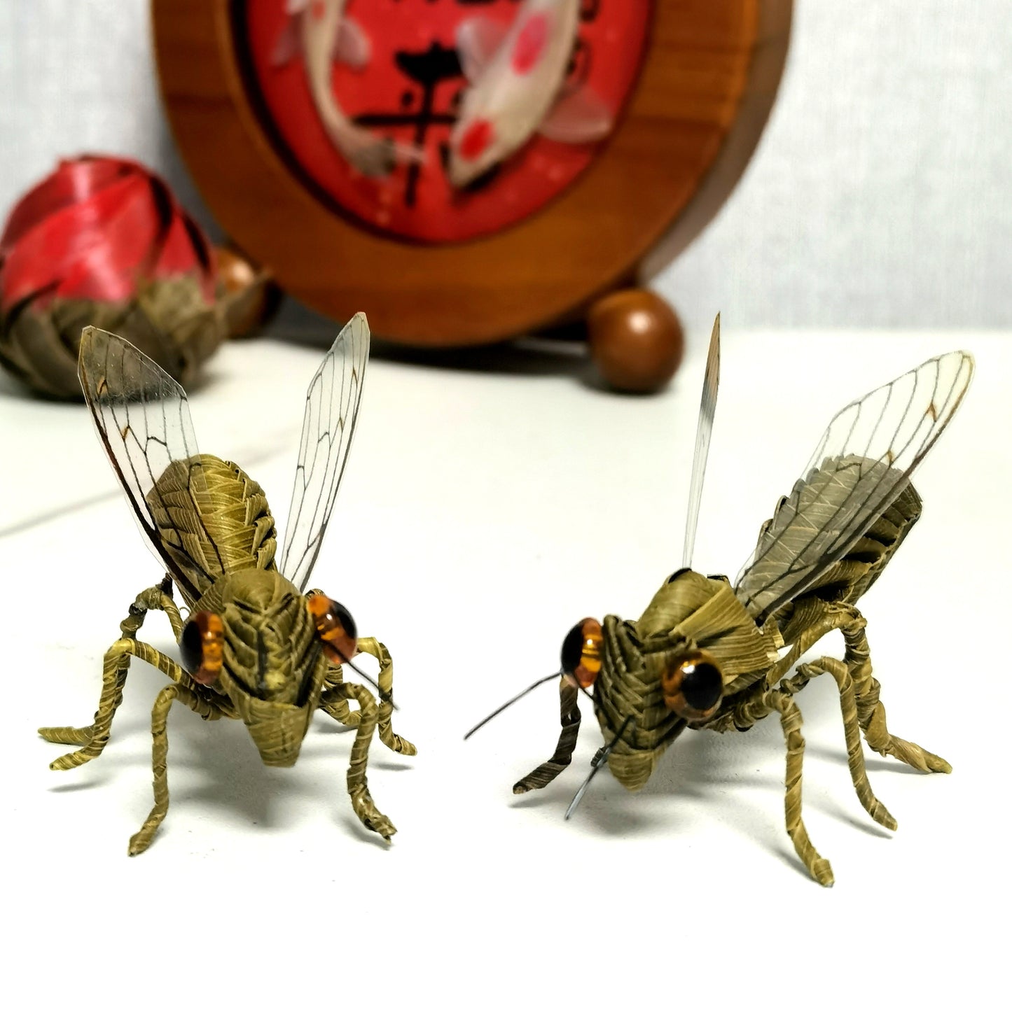 Handwoven Straw Honey Bee Traditional Chinese Palm Leaf Folk Craft