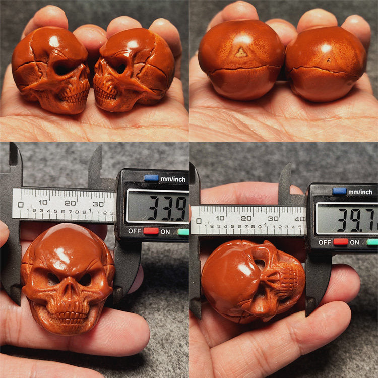 💀 Hand-Carved Skull Nut Sculpture – Miniature Micro Carving