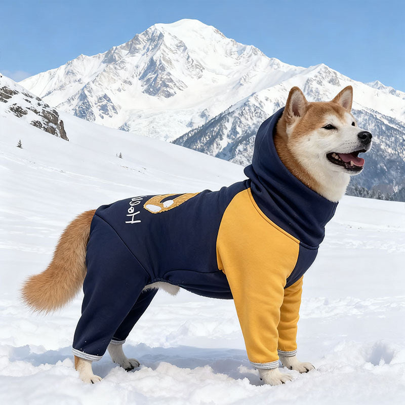 Winter Fleece Dog Jumpsuit for Medium Dogs – Warm Hoodie Outfit for Shiba Inu & Active Breeds