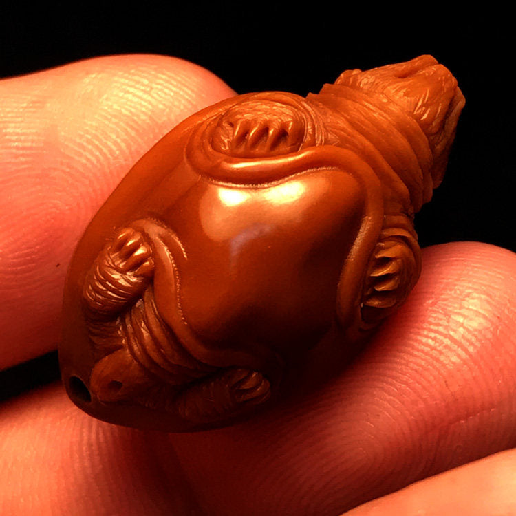 Hand-Carved Turtle Nut Sculpture – Miniature Micro Carving