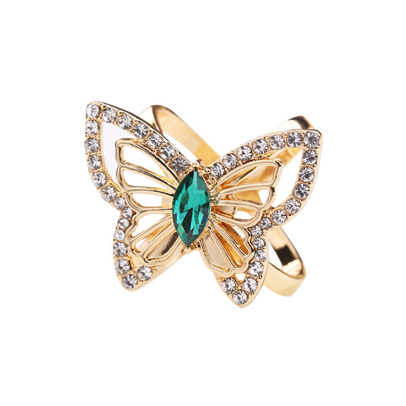 Vintage Floral Rhinestone Scarf Clip – Elegant Butterfly Design (Small / Large)