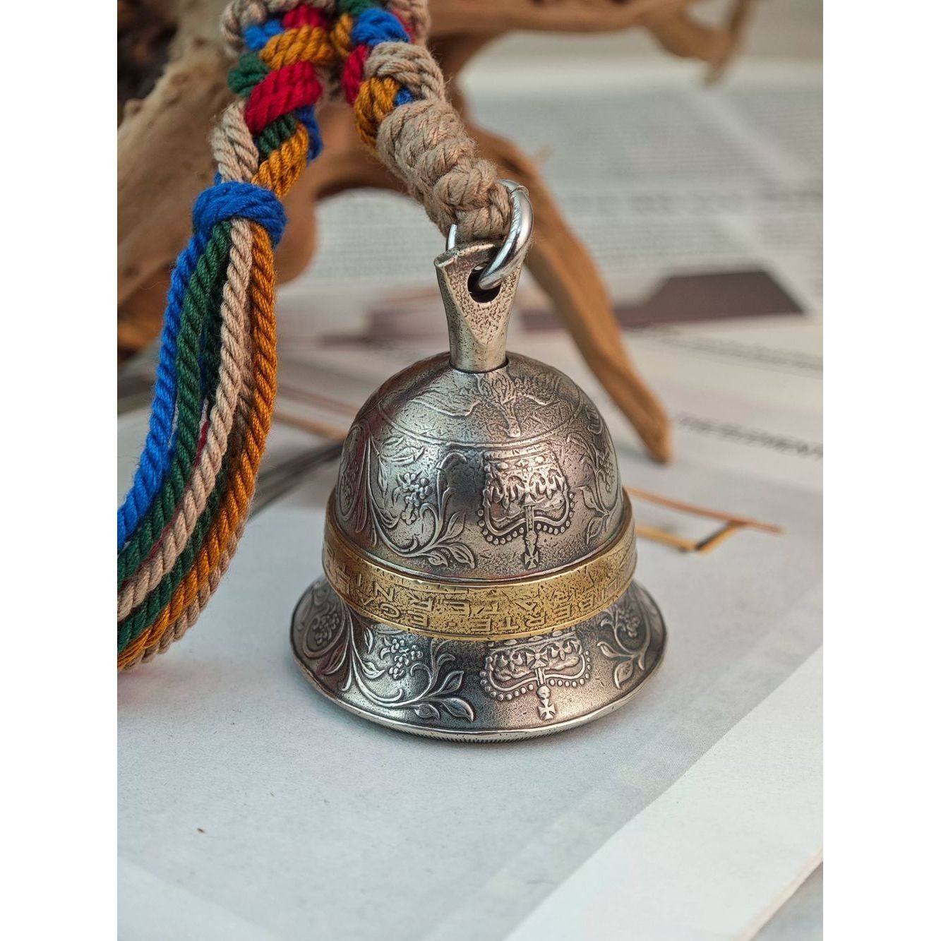 Vintage British One Crown Bell 🔔 | Handcrafted Brass Blessing Keychain & Hanging Charm