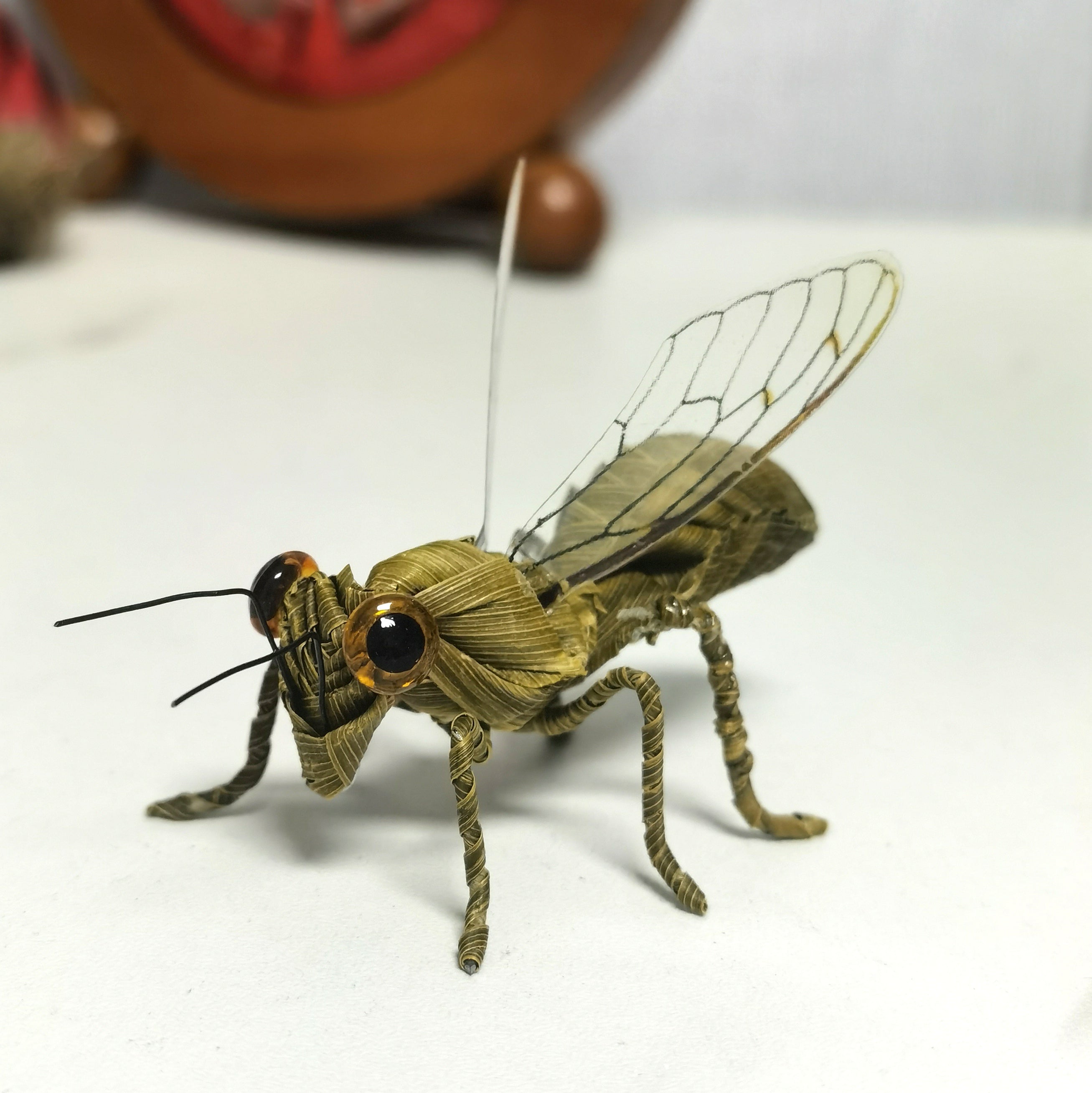 Handwoven Straw Honey Bee Traditional Chinese Palm Leaf Folk Craft