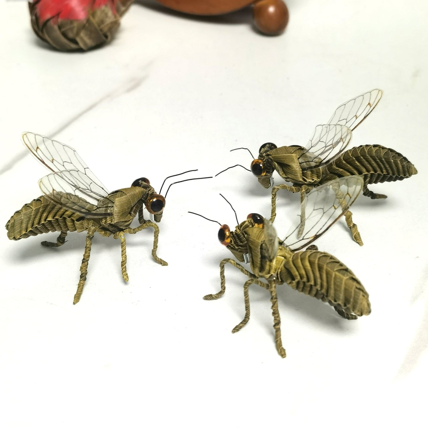 Handwoven Straw Honey Bee Traditional Chinese Palm Leaf Folk Craft