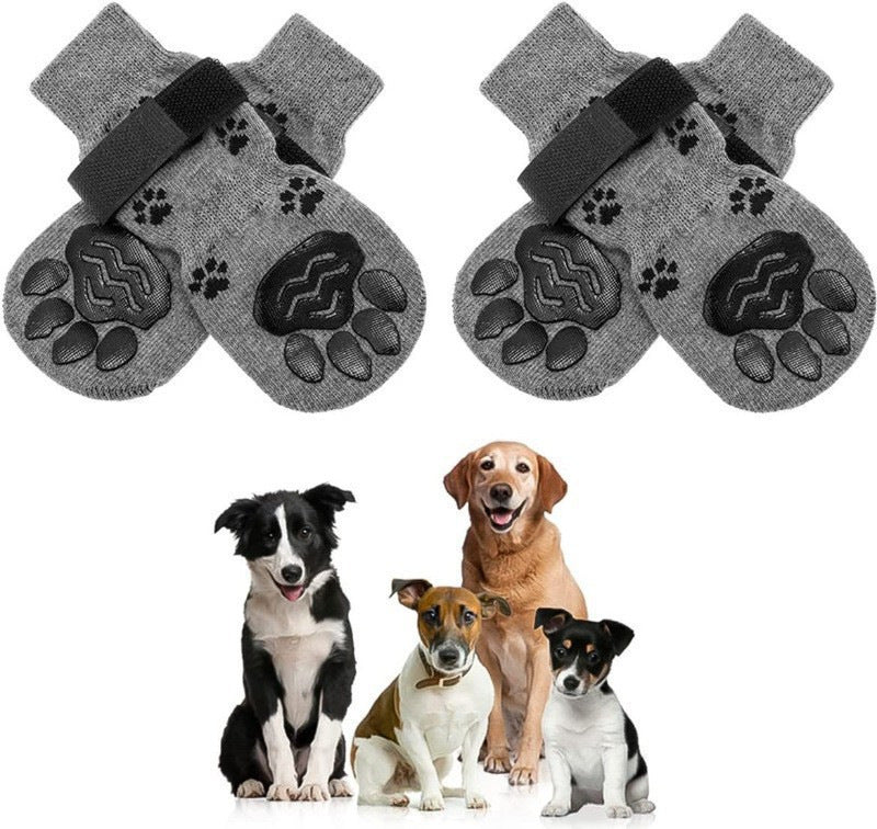 Anti-Slip Dog Socks for Indoor & Outdoor Use – Paw Protection, Non-Skid Grip (4-Pack)