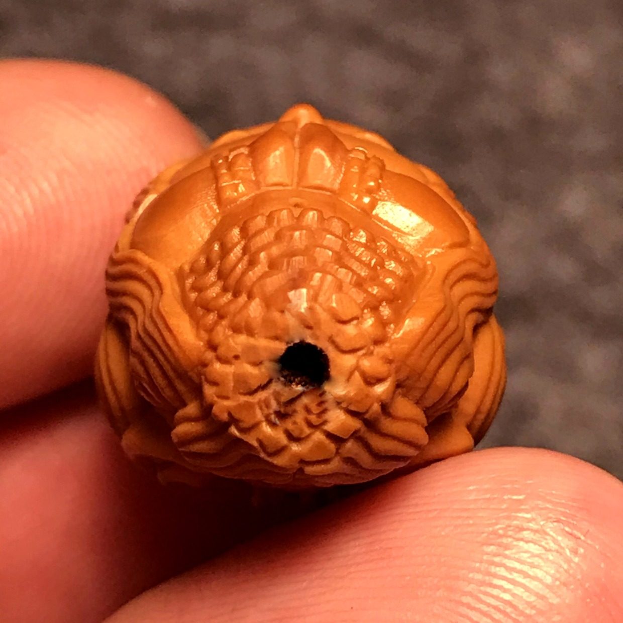 Hand-Carved Mini Mermaid Nut Sculpture – 18.9mm Micro Carving, Artisan Detail