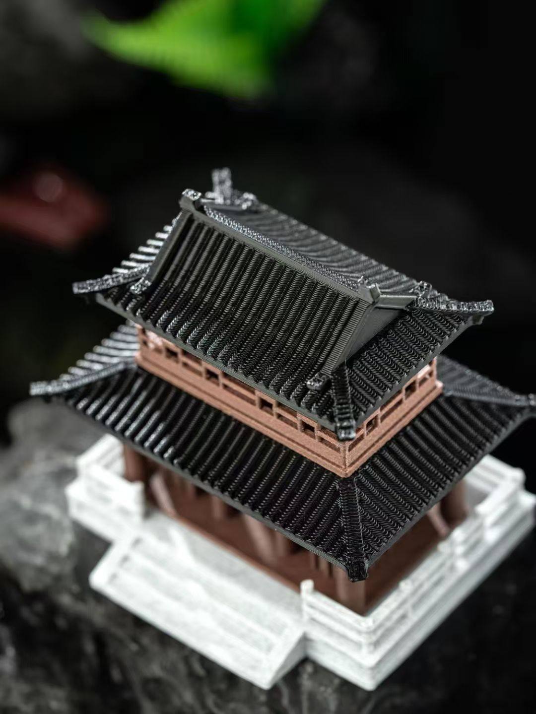Miniature Traditional Pavilion Model – 3D Printed Architectural Micro Landscape Decor