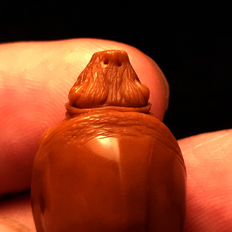 Hand-Carved Turtle Nut Sculpture – Miniature Micro Carving