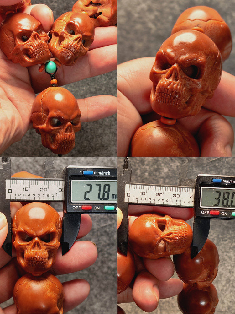 💀 Hand-Carved Skull Nut Sculpture – Miniature Micro Carving