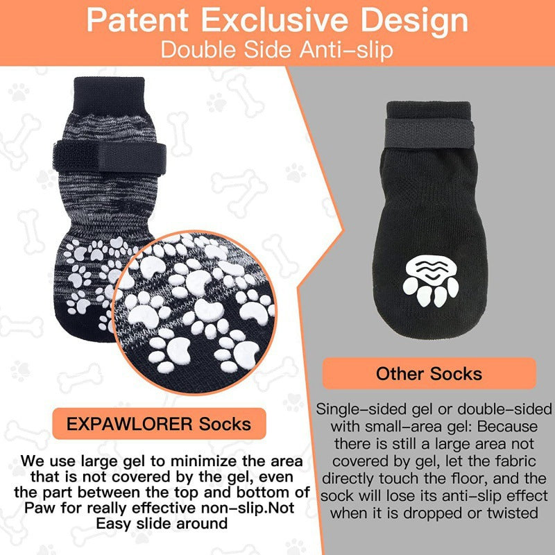Anti-Slip Dog Socks for Indoor & Outdoor Use – Paw Protection, Non-Skid Grip (4-Pack)