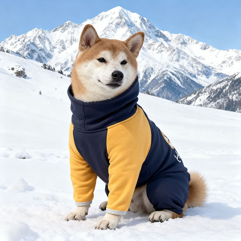 Winter Fleece Dog Jumpsuit for Medium Dogs – Warm Hoodie Outfit for Shiba Inu & Active Breeds
