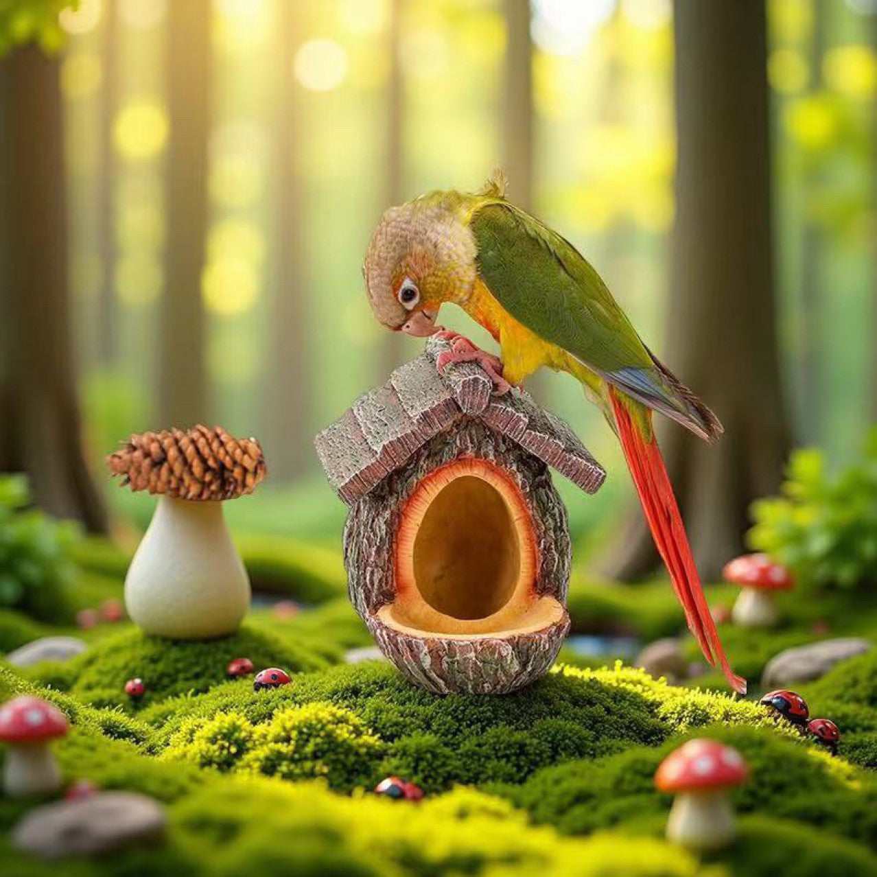 🐦 Decorative Bird Nest Feeder  Garden Accent for Light Feeding & Natural Display