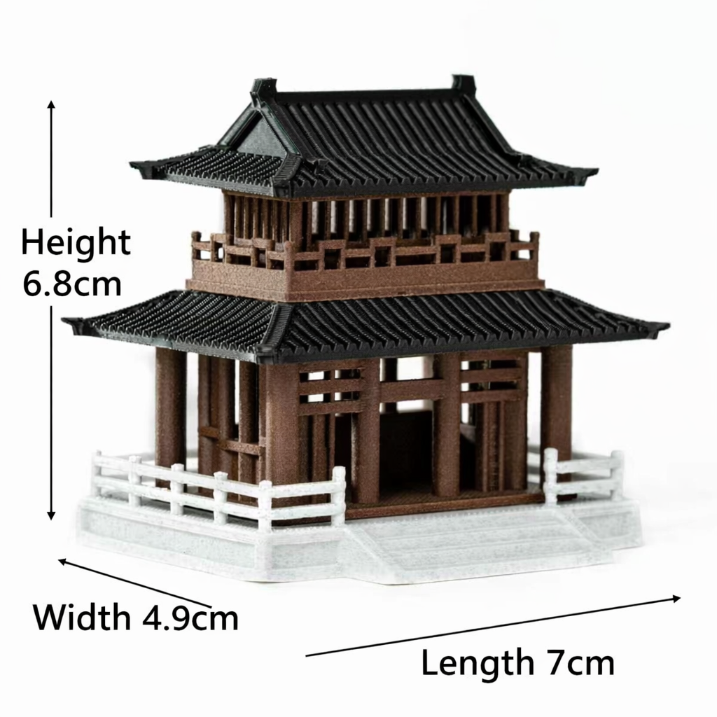 Miniature Traditional Pavilion Model – 3D Printed Architectural Micro Landscape Decor