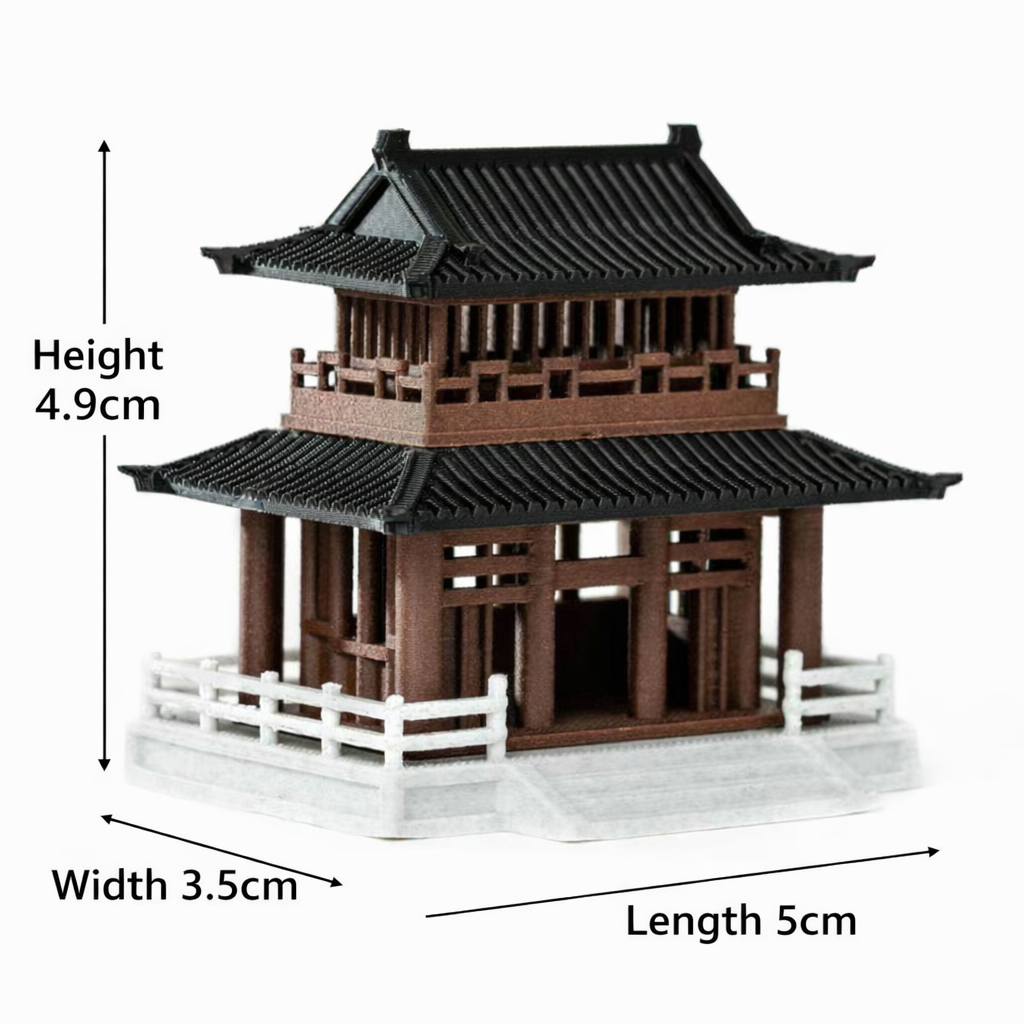 Miniature Traditional Pavilion Model – 3D Printed Architectural Micro Landscape Decor