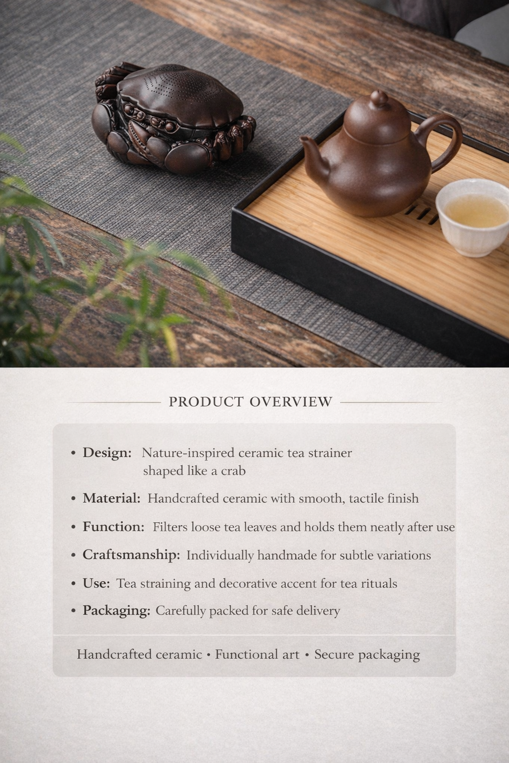 Crab-Shaped Ceramic Tea Strainer Nature-Inspired Functional Art for Mindful Tea Rituals