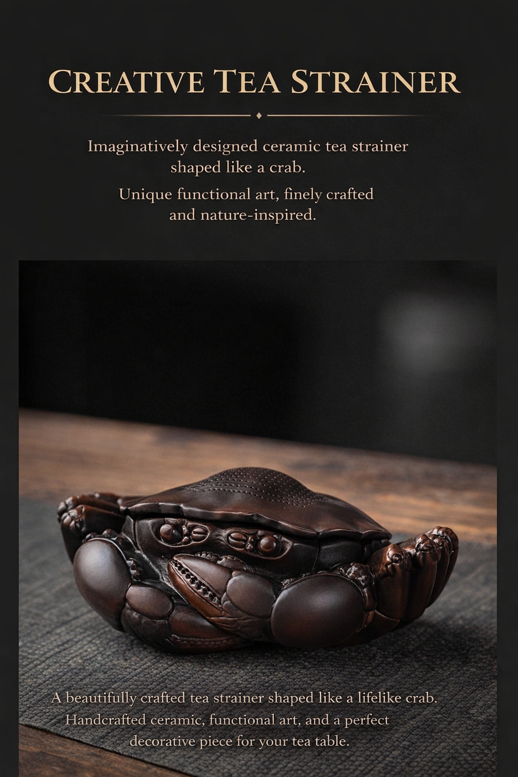 Crab-Shaped Ceramic Tea Strainer Nature-Inspired Functional Art for Mindful Tea Rituals
