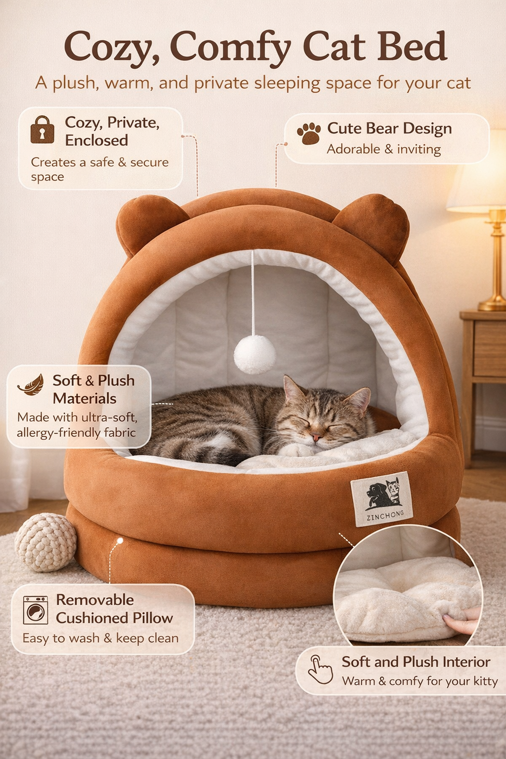 Cozy All-Season Cat Bed