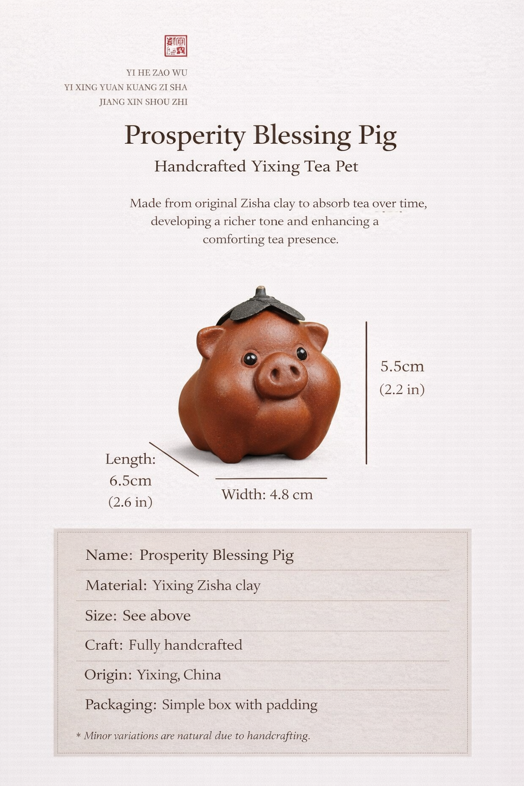 🐷 Prosperity Blessing Pig – Tea Pet (Small)