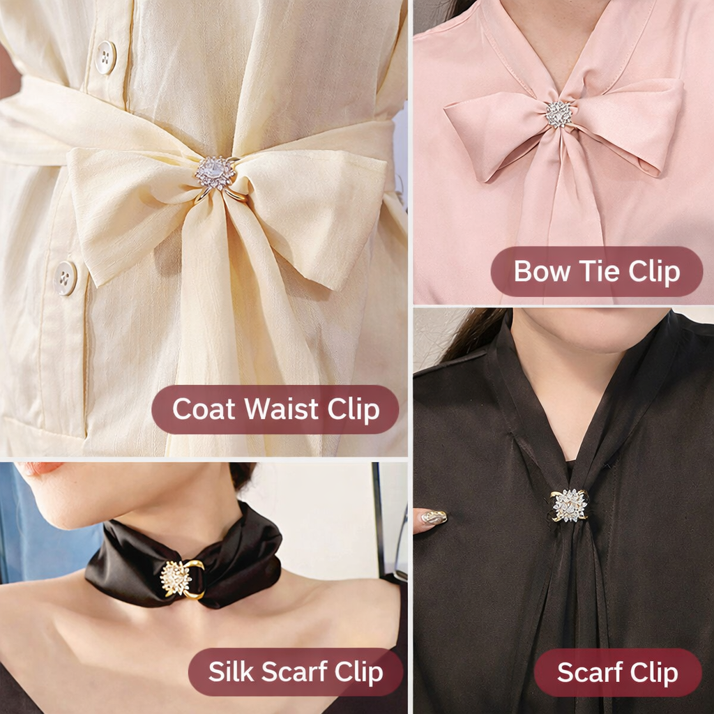 Vintage Snowflake Rhinestone Scarf Clip – Elegant Crystal Brooch (Multiple Sizes)