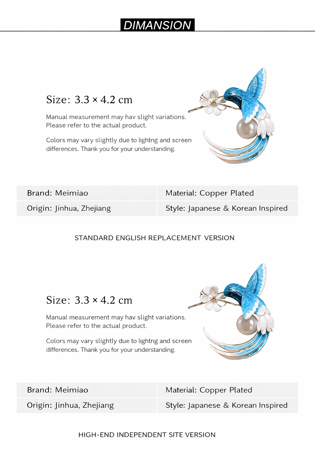 Blue Swallow Pearl Brooch – Elegant Bird Pin with Floral Detail | Statement Jewelry