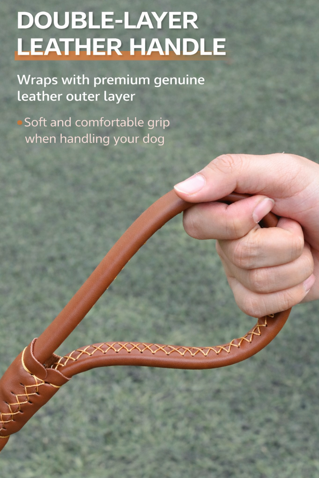 🐕 Genuine Leather Dog Collar & Braided Leash Set with Shock Absorbing Spring – Adjustable for Medium & Large Dogs