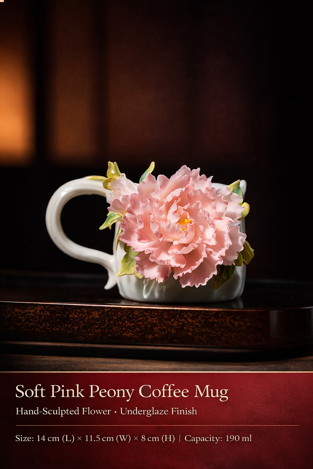 Floral Art Ceramic Mug – Handcrafted 3D Flower Design
