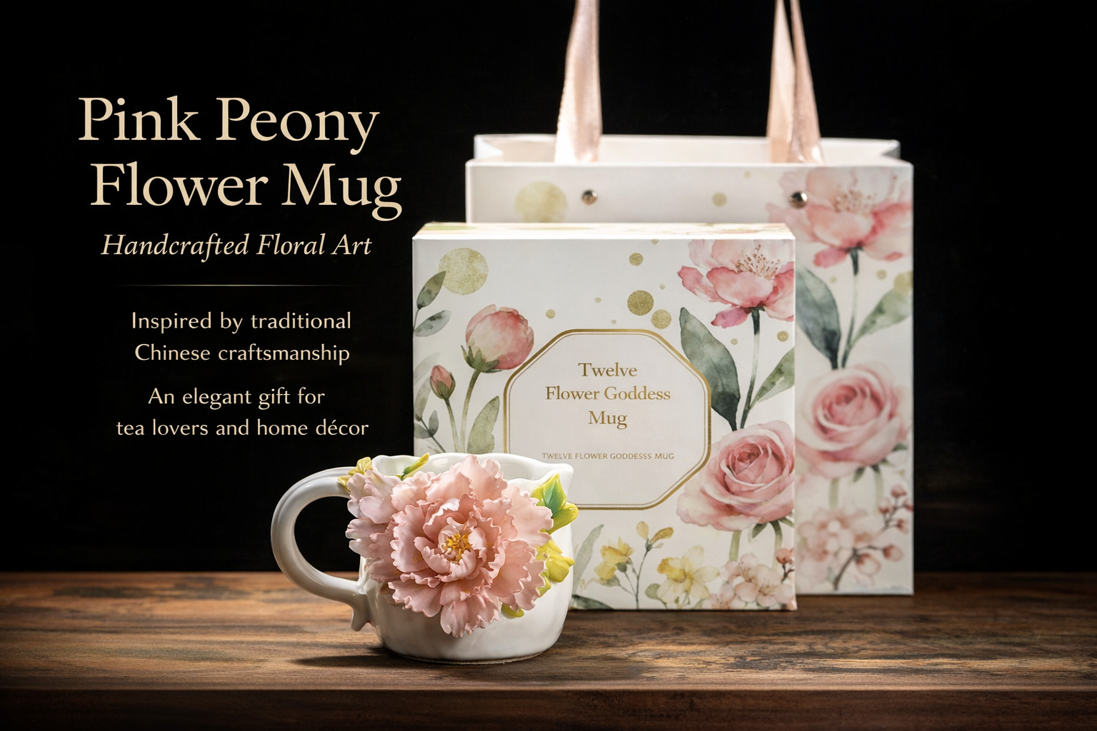 Floral Art Ceramic Mug – Handcrafted 3D Flower Design