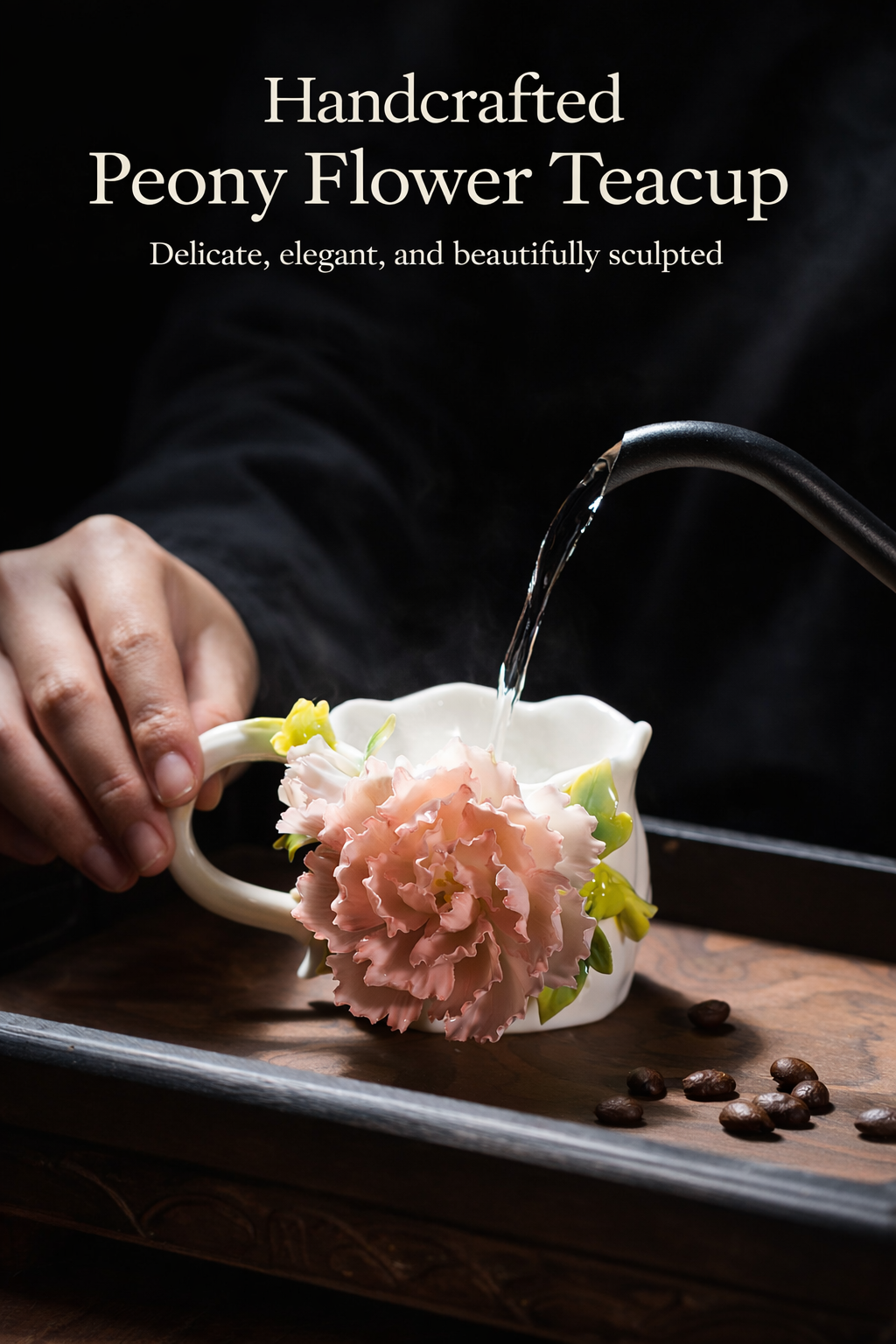 Floral Art Ceramic Mug – Handcrafted 3D Flower Design