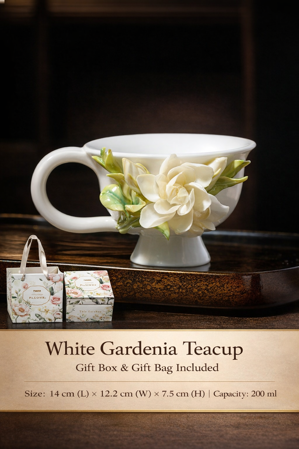 Floral Art Ceramic Mug – Handcrafted 3D Flower Design