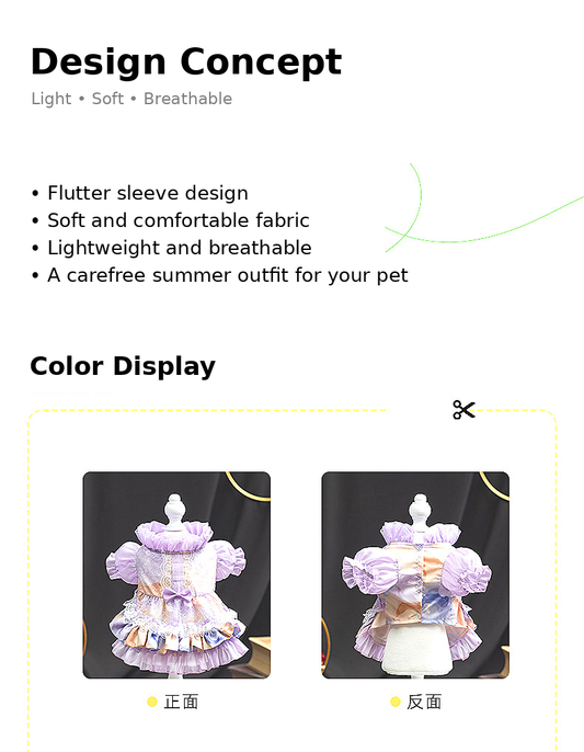 Summer Flutter Sleeve Dog Dress – Lightweight & Breathable Pet Outfit