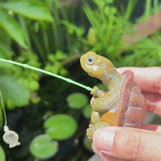 Mini Fishing Turtle – Terrarium & Fairy Garden Figurine 🐢🎣 | Free Shipping